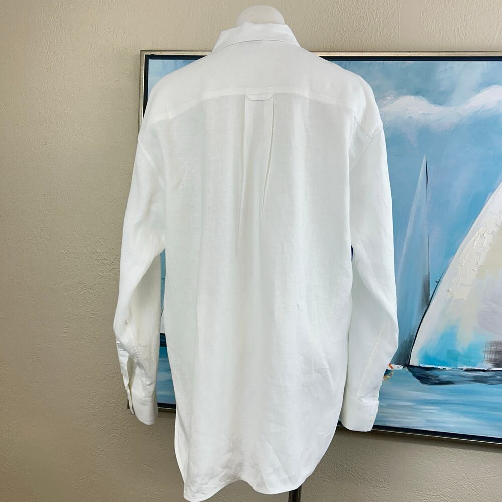 Athleta Button down Blouse White Linen Midday Oversized woman’s large - Picture 6 of 9